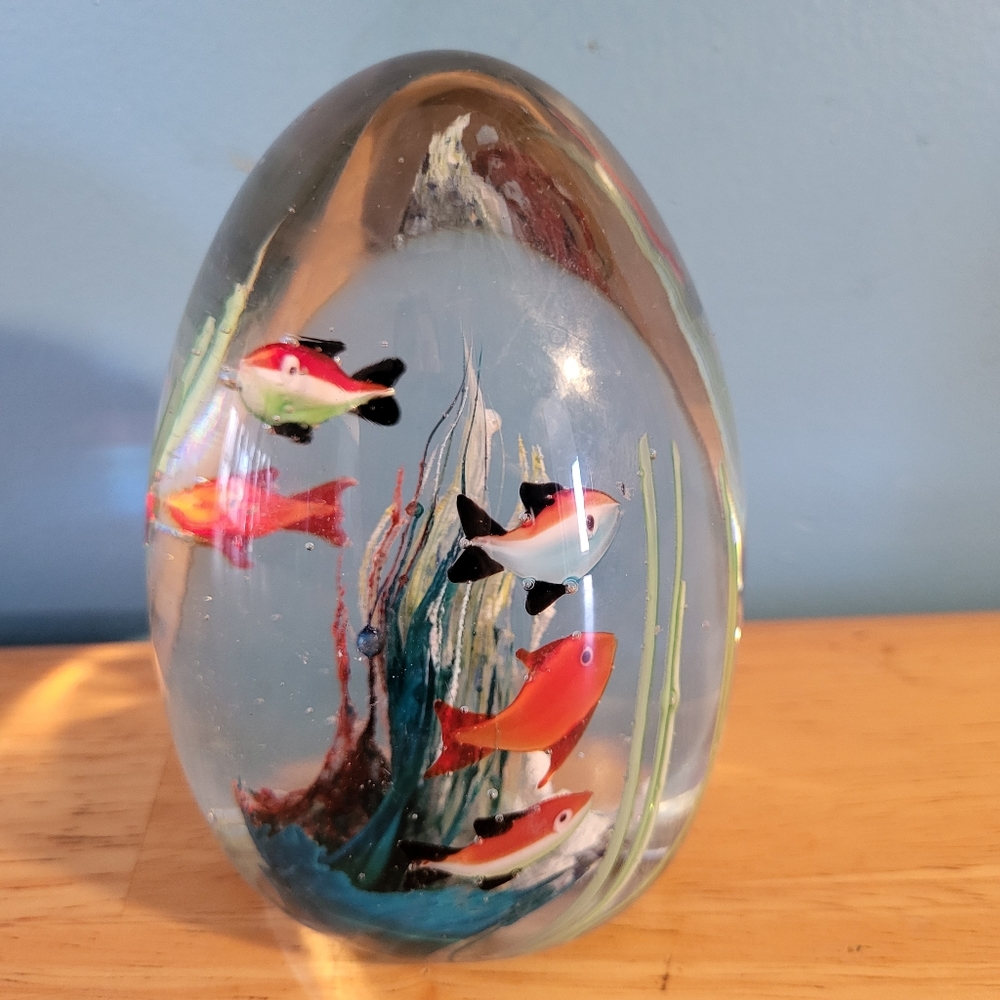 Murano style Glass Art with Colorful Fish